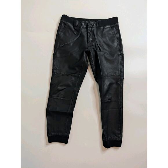 Mother Denim The Champ In It To Win It Faux Leather Jogger Pants Black Sz 28 - Picture 2 of 16
